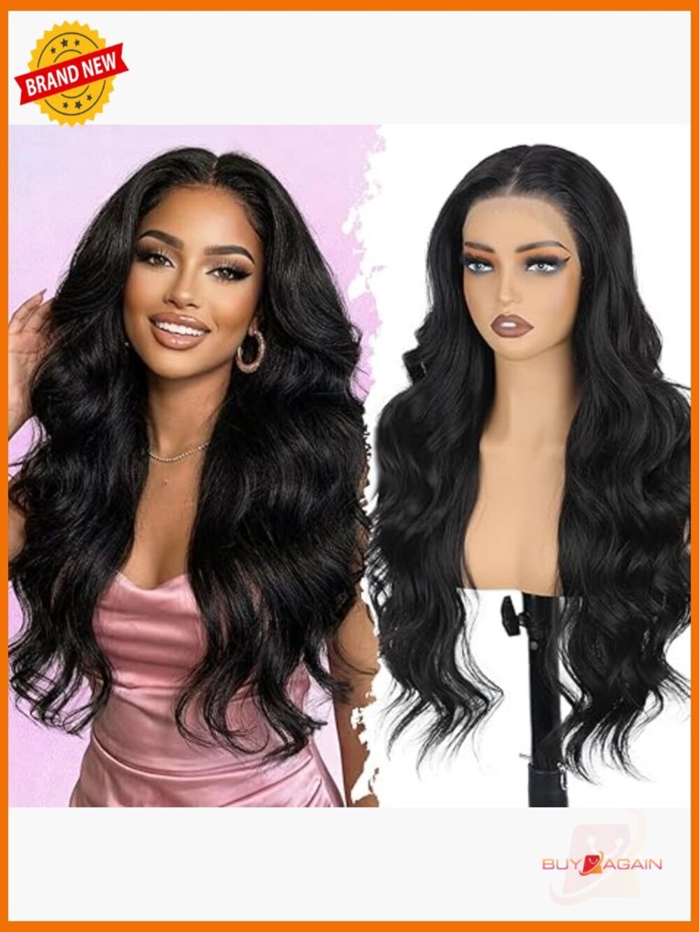 Synthetic Lace Front Wig 13x4 HD Lace Long Wavy Curly Glueless Wig 26 Inch